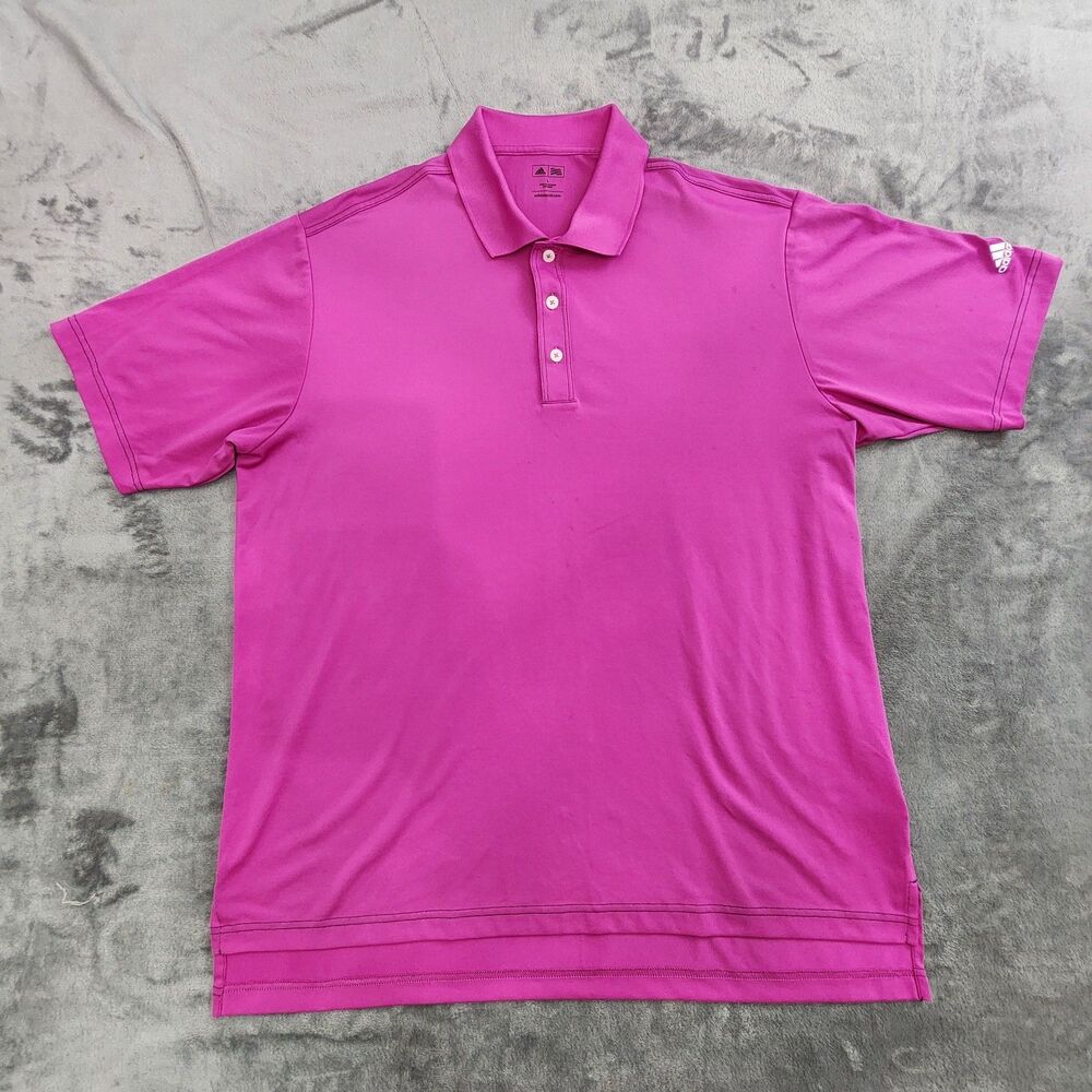 Mens Addidas Golf Polo L Pink Performance Comfort